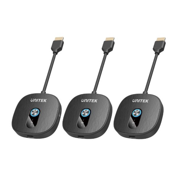 UNITEK V1711A - Wireless 1080p HDMI Transmitter with 2x Receivers Supports Dual Screen Mirroring