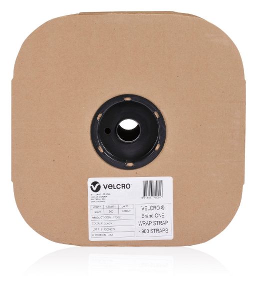 VELCRO VEL170091 - One-Wrap 19mm x 200mm Pre-sized Ties. 900 Ties Roll. Integrated Hook & Loop
