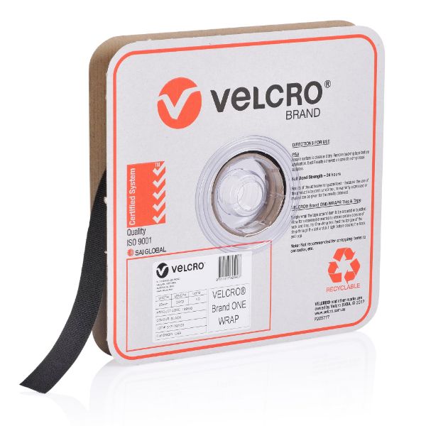 VELCRO VEL189590 - One-Wrap 25mm Continuous 22.8m Roll. Cut to Length. Self-engaging reusable