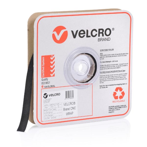 VELCRO VEL189645 - One-Wrap 19mm Continuous 22.8m. Custom Cut to Length. Self-engaging reusable