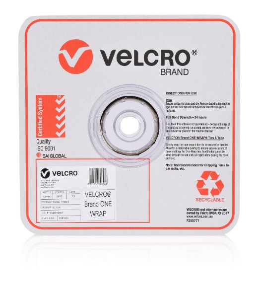 VELCRO VEL189645 - One-Wrap 19mm Continuous 22.8m. Custom Cut to Length. Self-engaging reusable