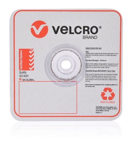 VELCRO VEL20018 - One-Wrap 25mm x 200mm Pre-sized Ties. 100 Ties Roll. Integrated Hook & Loop