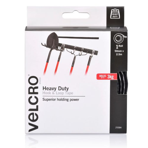 VEL25584 - VELCRO VEL25584 - 50mm x 2.5m Adhesive Heavy Duty Hook & Loop Designed for Hanging & Attach