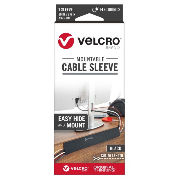 VELCRO VEL30799 - Mountable Cable Sleeves. Mount Electrical Cords Easy to Add or Change Cables.