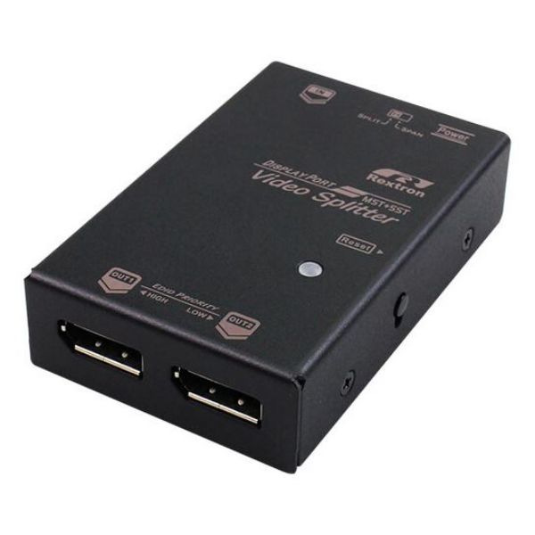REXTRON VKSP-1102 - 1-2 UHD Display Port Splitter. Supports 4K UHD@60Hz (384Ox2160) QHD (2560x1440)
