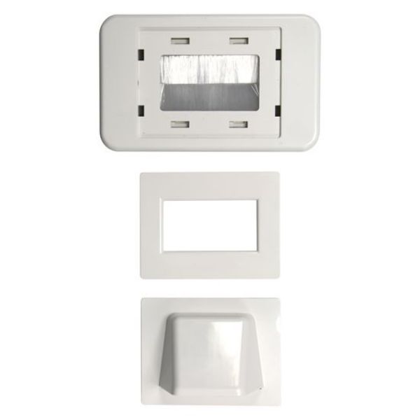 AMDEX WP-BULLNOSE - Combination Flush & Bullnose Cable Management Wall Plate w/ Brush White Colour