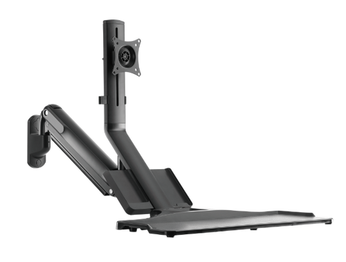 BRATECK WWS05-01-P01 - 4.6 x 200mm 316L Stainless Monitor Gas Spring Sit-Stand Workstation. Folding Keyboard