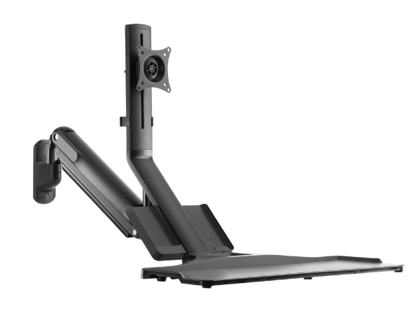 BRATECK WWS05-01-P01 - 4.6 x 200mm 316L Stainless Monitor Gas Spring Sit-Stand Workstation. Folding Keyboard