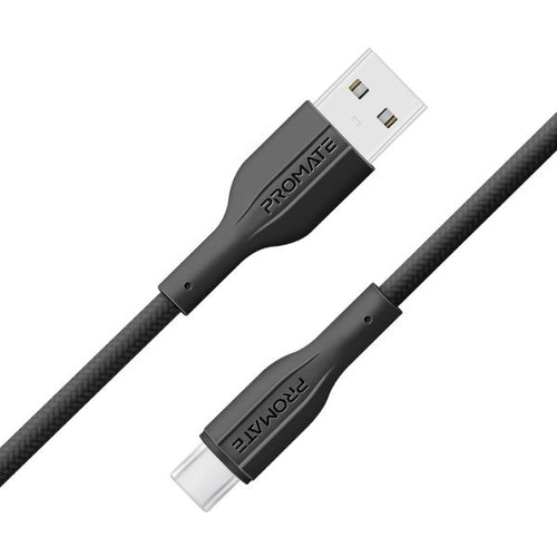 XCORD-AC200-BLK - PROMATE XCORD-AC200-BLK - 2M USB-A to USB-C Super Flexible Cable. Supports 2A Charging & 480Mbps Data