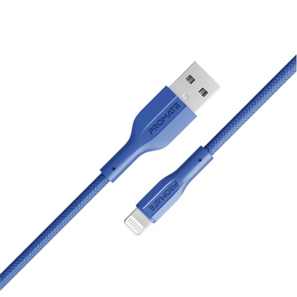 PROMATE XCORD-AI-BL - 1M USB-A to Lightning Connector Super Flexible Cable 2A Charging & 480Mbps Data