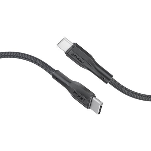 PROMATE XCORD-CC200-BLK - 2m 60W USB-C to USB-C Super Flexible Cable 3A/20V Supports 3A/20V Charging & 480