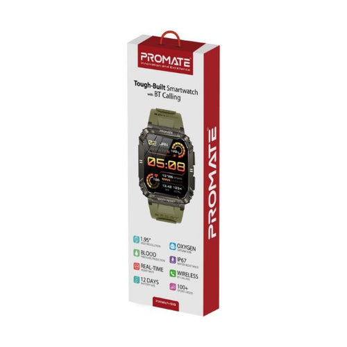 XWATCH-S19-MNG - PROMATE XWATCH-S19-MNG - IP67 Shock-Resist Smart Watch w/ Fitness Tracker & Bluetooth Calling. Large 1.95'