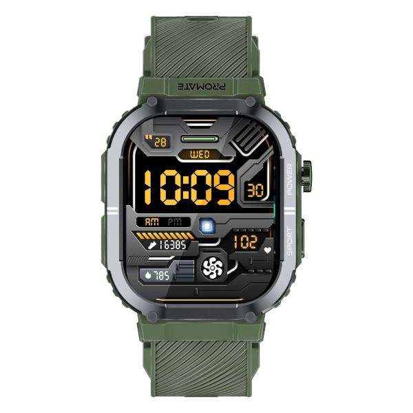 PROMATE XWATCH-SL-GRN - IP68 Smartwatch w/ 2.01'' Display & Bluetooth Calling. Fitness Tracker Pedometer