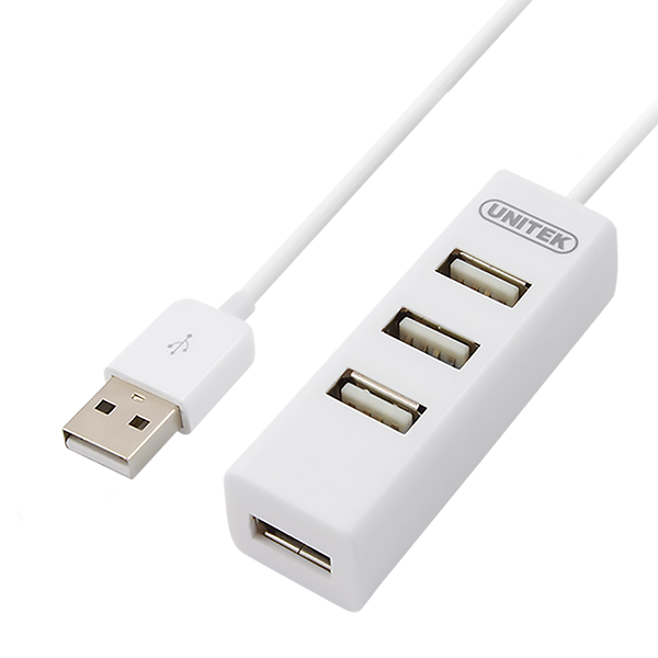 UNITEK Y-2146 - USB-A 2.0 4-Port Hub. Plug & play. Backward compatible w/ USB1.1. Supports data transfer