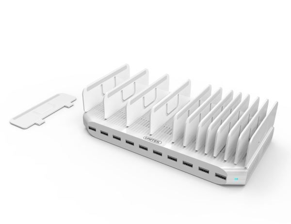 UNITEK Y-2172 - 10-Port 96W Smart Charging Station 10x 2.4A USB-A Ports. Power: 96W. Over-charge Over