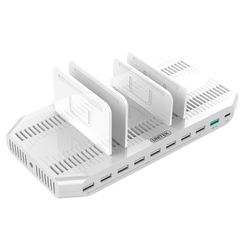 Y-2190 - UNITEK Y-2190 - 10-Port USB Smart Charging Station 9 Port 2.4A USB-A + 1x Port QC 3.0 USB-A)