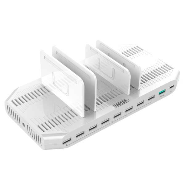 UNITEK Y-2190 - 10-Port USB Smart Charging Station 9 Port 2.4A USB-A + 1x Port QC 3.0 USB-A)