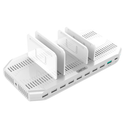 Y-2190 - UNITEK Y-2190 - 10-Port USB Smart Charging Station 9 Port 2.4A USB-A + 1x Port QC 3.0 USB-A)