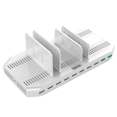 Y-2190A - UNITEK Y-2190A - 10 Port USB Smart Charging Station 8 Port 2.4A USB-A + 2x Port QC 3.0 USB-A)