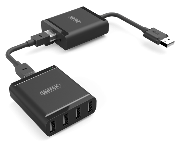 UNITEK Y-2516 - 4-Port USB-A Extender Over Cat5e/6/7 Network Cable. Extend up to 60m. Easy Plug &