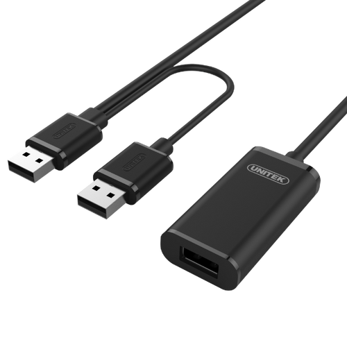 Y-279 - UNITEK Y-279 - 20m USB 2.0 Active Extension Cable. Built-in Ext Chipset Supports Extended