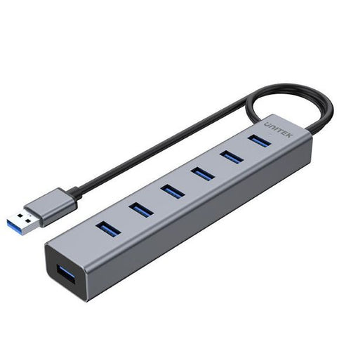 Y-3090 - UNITEK Y-3090 - USB-A 3.0 7-Port Hub. Apple Style Aluminium Design. SuperSpeed Data Transfer up to
