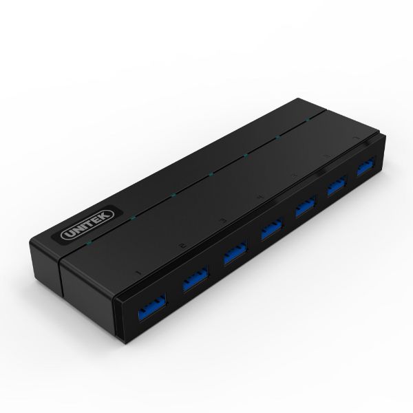 UNITEK Y-3184 - USB 3.0 7-Port Hub w/ 1.5A Charging Per Port. Super Speed Data Transfer up to 5Gbps. LED