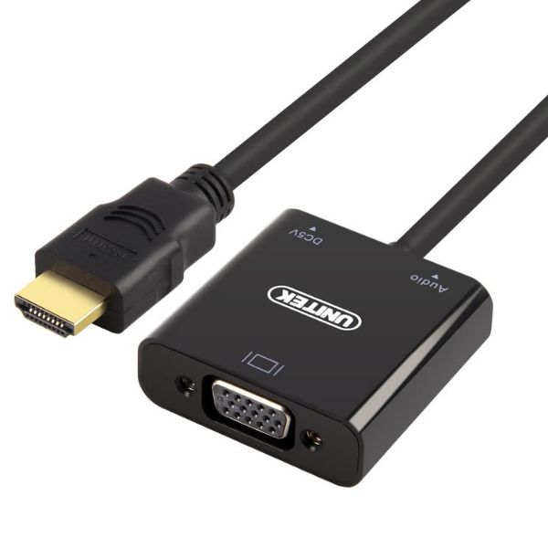 UNITEK Y-6333 - HDMI to VGA Converter w/ Audio. 17cm Length. Convert Signal from HDMI to VGA