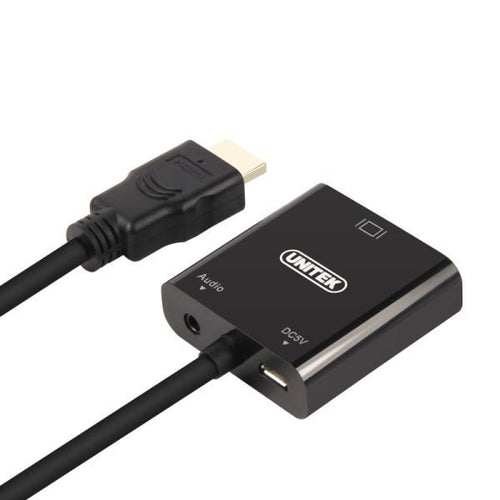 Y-6333 - UNITEK Y-6333 - HDMI to VGA Converter w/ Audio. 17cm Length. Convert Signal from HDMI to VGA