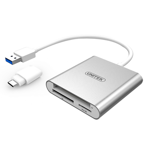 Y-9313D - UNITEK Y-9313D - USB 3.0 to Multi-In-One Card Reader. USB-C Adapter Aluminuim Style Housing.