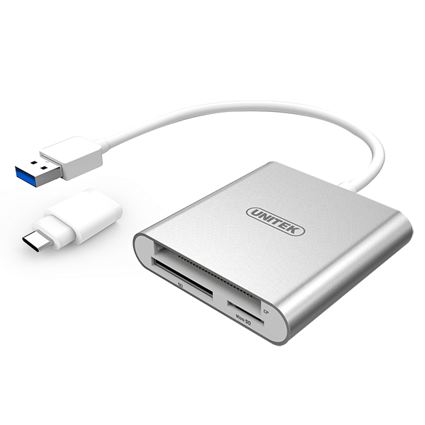 UNITEK Y-9313D - USB 3.0 to Multi-In-One Card Reader. USB-C Adapter Aluminuim Style Housing.